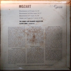 Mozart*, Orchestre De Chambre Ramat-Gan* Direction Eliahu Inbal - Three Divertimenti For Strings / Adagio & Fugue (Vinyl)