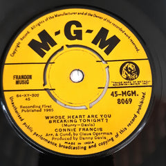 Connie Francis - Whose Heart Are You Breaking Tonight? (45-RPM)