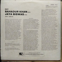Ustad Bahadur Khan*, Jaya Biswas* - Duet - Sarod & Sitar - Ragas Hem Behag, Misra Khamboj (Vinyl)