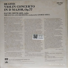 David Oistrakh, George Szell, The Cleveland Orchestra - Brahms Violin Concerto (Vinyl)