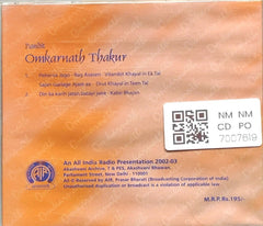 Pandit Omkarnath Thakur - Hindustani Classical Vocal - Vol: III (CD)