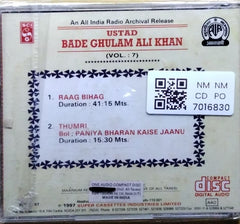 Bade Ghulam Ali Khan - An All India Radio Archival Release - Vol 7 (CD)