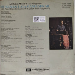 Lata Mangeshkar, Mukesh - A Tribute to Mukesh by Lata Mangeshkar: Live Recordings of Concerts in USA and Canada - August 1976 (Vinyl)