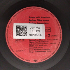Various - Singen heißt Verstehen Berliner Chöre singen Berliner Komponisten (Vinyl)