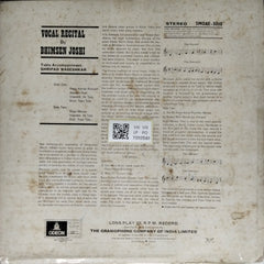 Bhimsen Joshi - Vocal Recital (Vinyl)