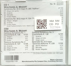 Wolfgang Amadeus Mozart - CD1: Symphony No. 35 "Haffner" & No. 38 "Prague", CD2: Salzburg Symphonies (CD)
