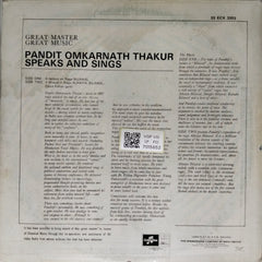 Pandit Omkarnath Thakur - Great Master Great Music: Pandit Omkarnath Thakur Speaks and Sings (Vinyl)