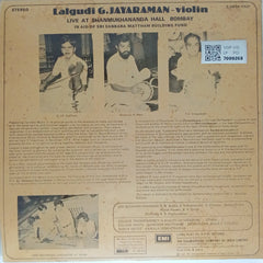 Lalgudi G. Jayaraman - Live at Shanmukhananda Hall Bombay (Vinyl)