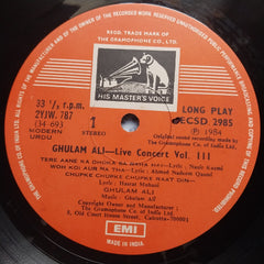 Ghulam Ali  - Live Concert • Vol. III (Vinyl)