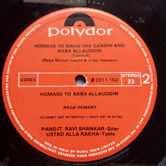 Ravi Shankar - Homage To Mahatma Gandhi & Baba Allauddin (Vinyl)