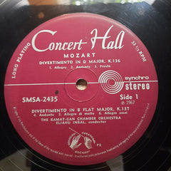 Mozart*, Orchestre De Chambre Ramat-Gan* Direction Eliahu Inbal - Three Divertimenti For Strings / Adagio & Fugue (Vinyl)