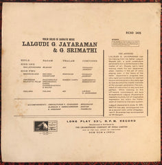 Lalgudi Jayaraman & G. Srimathi - Violin Solos Of Carnatic Music By (Vinyl) Image