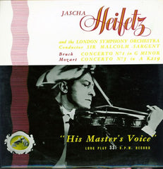Max Bruch / Wolfgang Amadeus Mozart - Jascha Heifetz, Sir Malcolm Sargent, London Symphony Orchestra, The - Concerto N.º 1 In G Minor / Concerto N.º 5 In A K.219 (Vinyl) Image