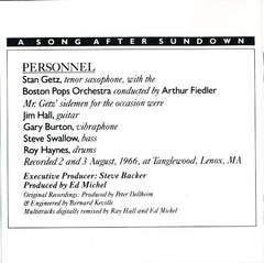Stan Getz With Arthur Fiedler - A Song After Sundown (Stan Getz With Arthur Fiedler At Tanglewood) (CD) Image