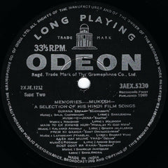 Mukesh - Memories Mukesh (A Selection Of His Hindi Film Songs) (Vinyl) Image