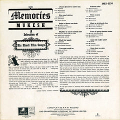 Mukesh - Memories Mukesh (A Selection Of His Hindi Film Songs) (Vinyl)