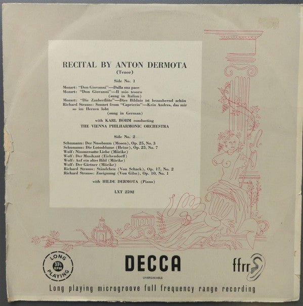 Anton Dermota, Robert Schumann, Hugo Wolf, Richard Strauss, Wolfgang Amadeus Mozart - Reicital (Vinyl) Image