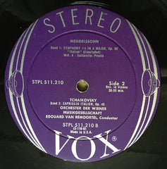 Felix Mendelssohn-Bartholdy / Pyotr Ilyich Tchaikovsky - Edouard Van Remoortel, Orchester Der Wiener Musikgesellschaft - Symphony No. 4 In A Major, Op. 90 "Italian" - Capriccio Italien, Op. 45 (Vinyl) Image