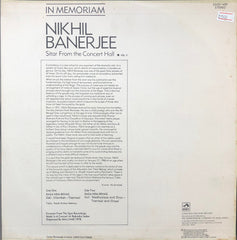 Nikhil Banerjee - In Memoriam (Vinyl)