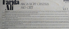 Farida Ali - Sings Light Ghazals And Geet - Vol. 1 (Vinyl)