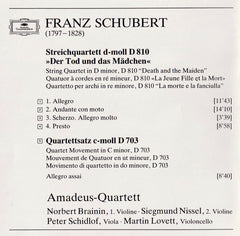 Franz Schubert, Amadeus-Quartett - Der Tod Und Das Madchen = Death And The Maiden = La Jeune Fille Et La Mort, D 810 • Quartettsatz = Mouvement De Quatuor, D 703 (CD) Image