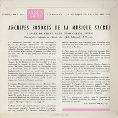 Chœur Des Étudiants De L'École De Musique Sacrée De Banarès - Chants Sacrés De L'Inde (45-RPM) Image