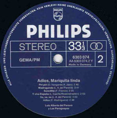 Luis Alberto Del Parana Y Los Paraguayos - Adios, Mariquita Linda (Vinyl) Image