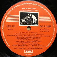 Lata Mangeshkar & Talat Mahmood - Duets To Remember (From Hindi Films) (Vinyl) Image