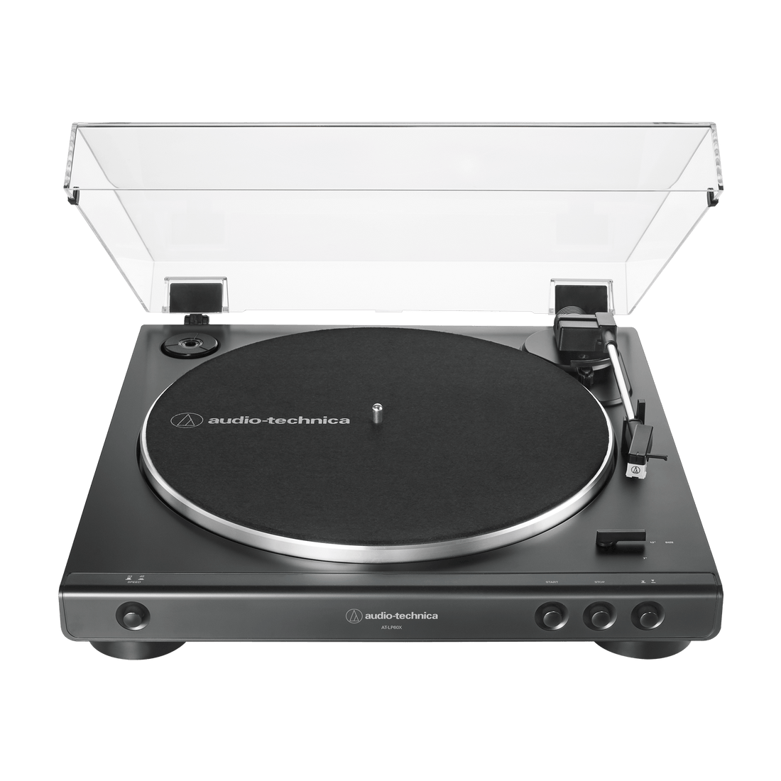 Audio-Technica AT-LP60X-BK Fully Automatic Belt-Driven Stereo Turntable, Black, Hi-Fi, 2 Speed, Dust Cover, Anti-Resonance, Die-Cast Aluminum Platter