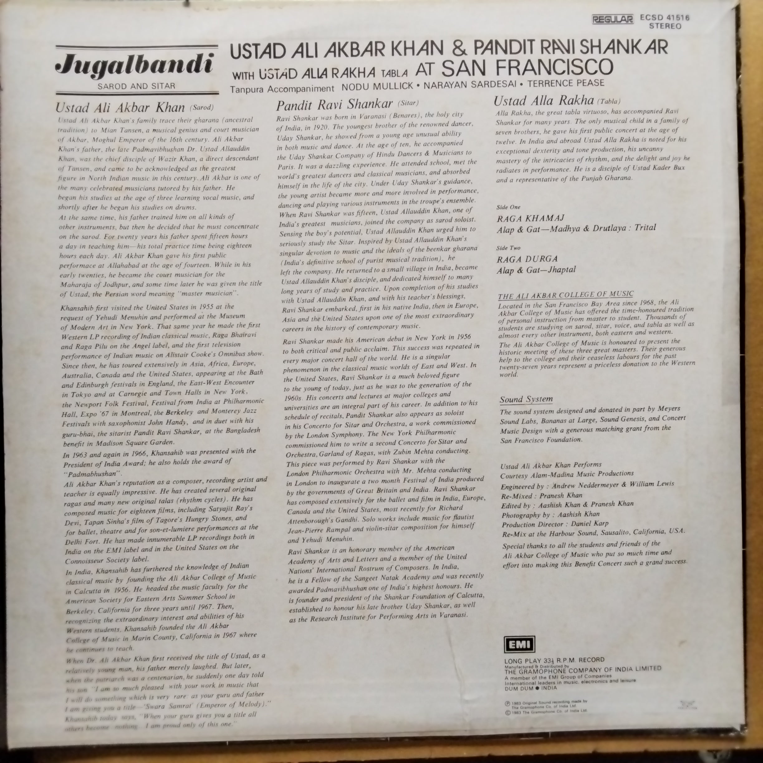 Ustad Ali Akbar Khan*, Pandit Ravi Shankar*, Ustad Alla Rakha*  - Jugalbandi, Ustad Ali Akbar Khan & Pandit Ravi Shankar With Ustad Alla Rakha At San Francisco (Vinyl)