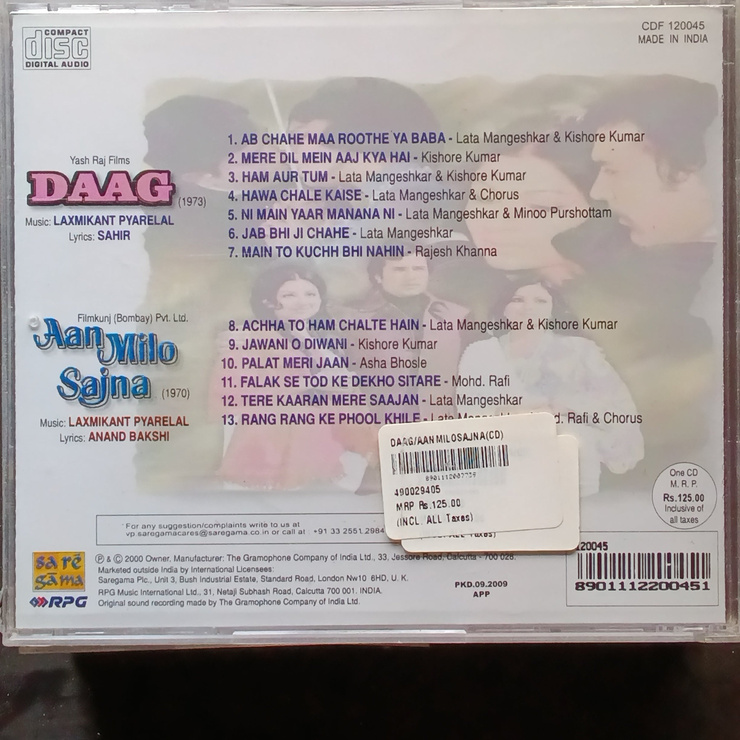 Laxmikant Pyarelal  - Daag + Aan Milo Sajna (CD)