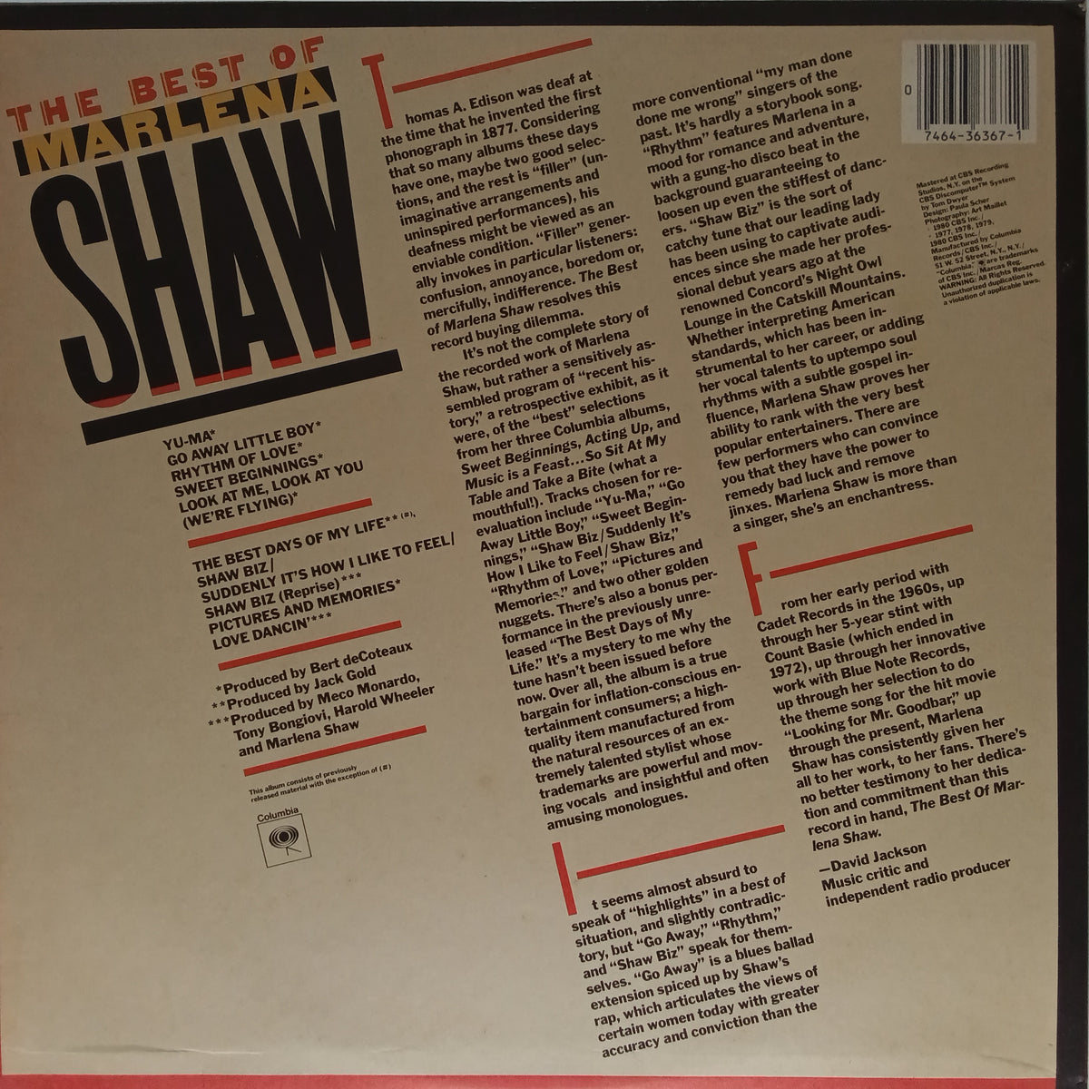Marlena Shaw  -  The Best Of Marlena Shaw (Vinyl)