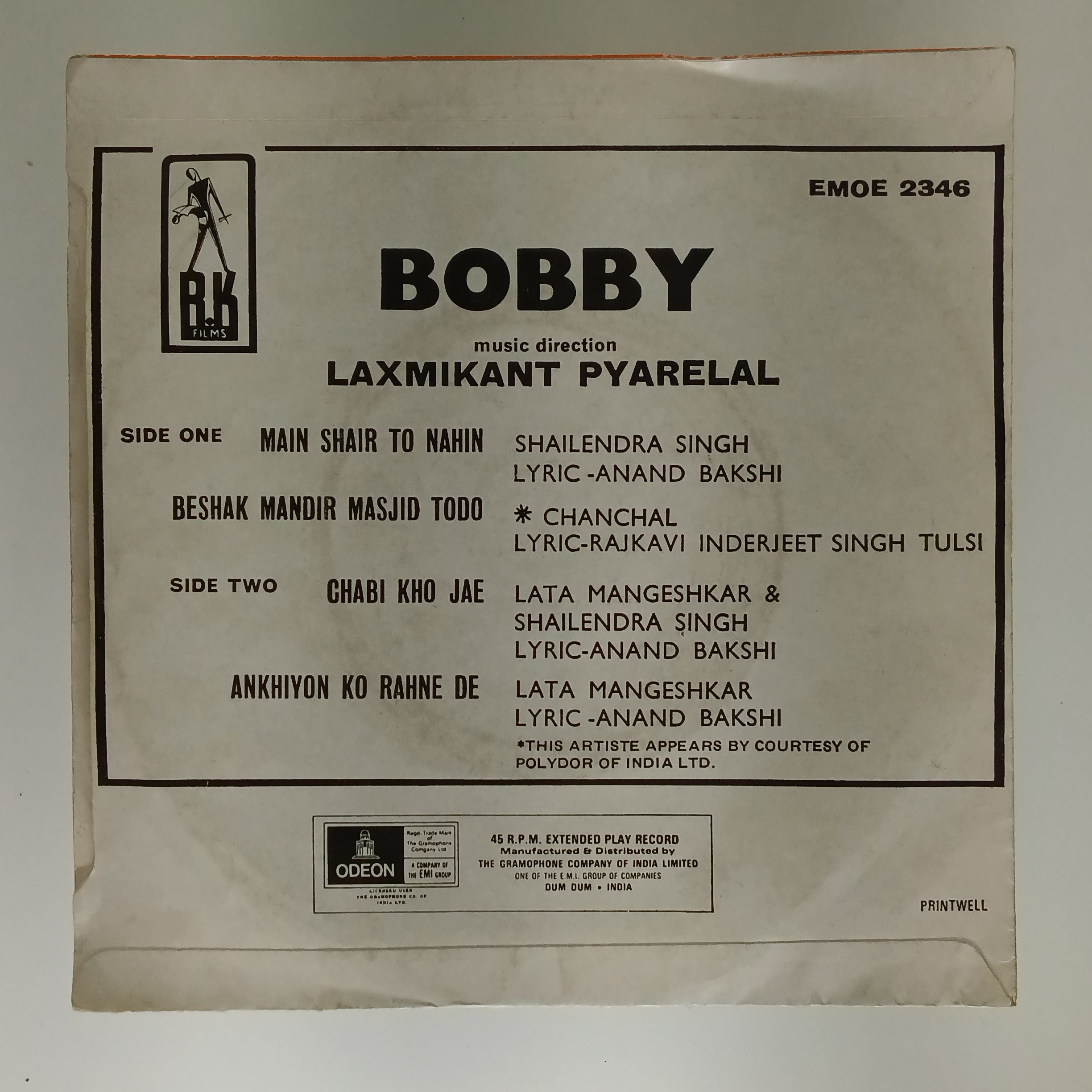 Laxmikant Pyarelal*  - Bobby (45-RPM)