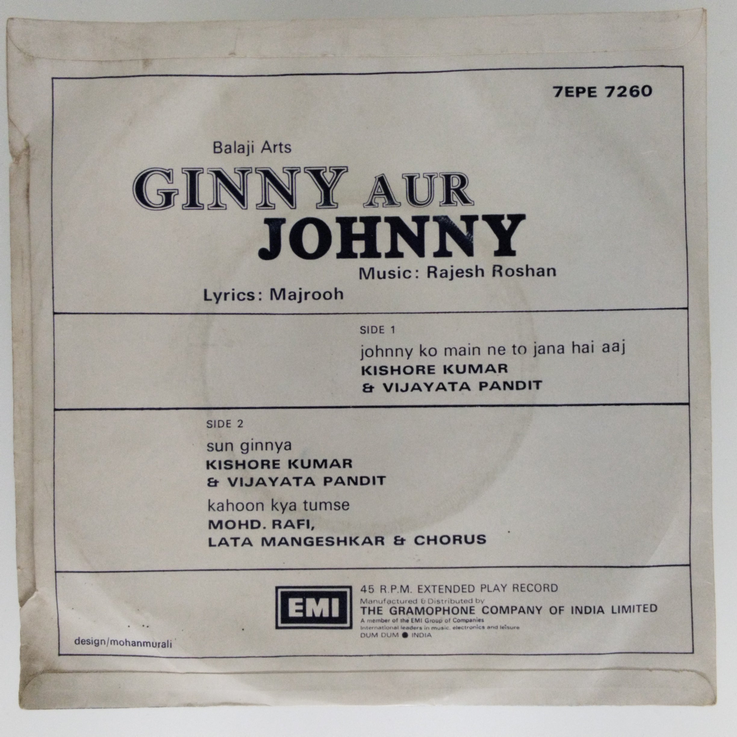 Rajesh Roshan  -  Ginny Aur Johnny  (45-RPM)