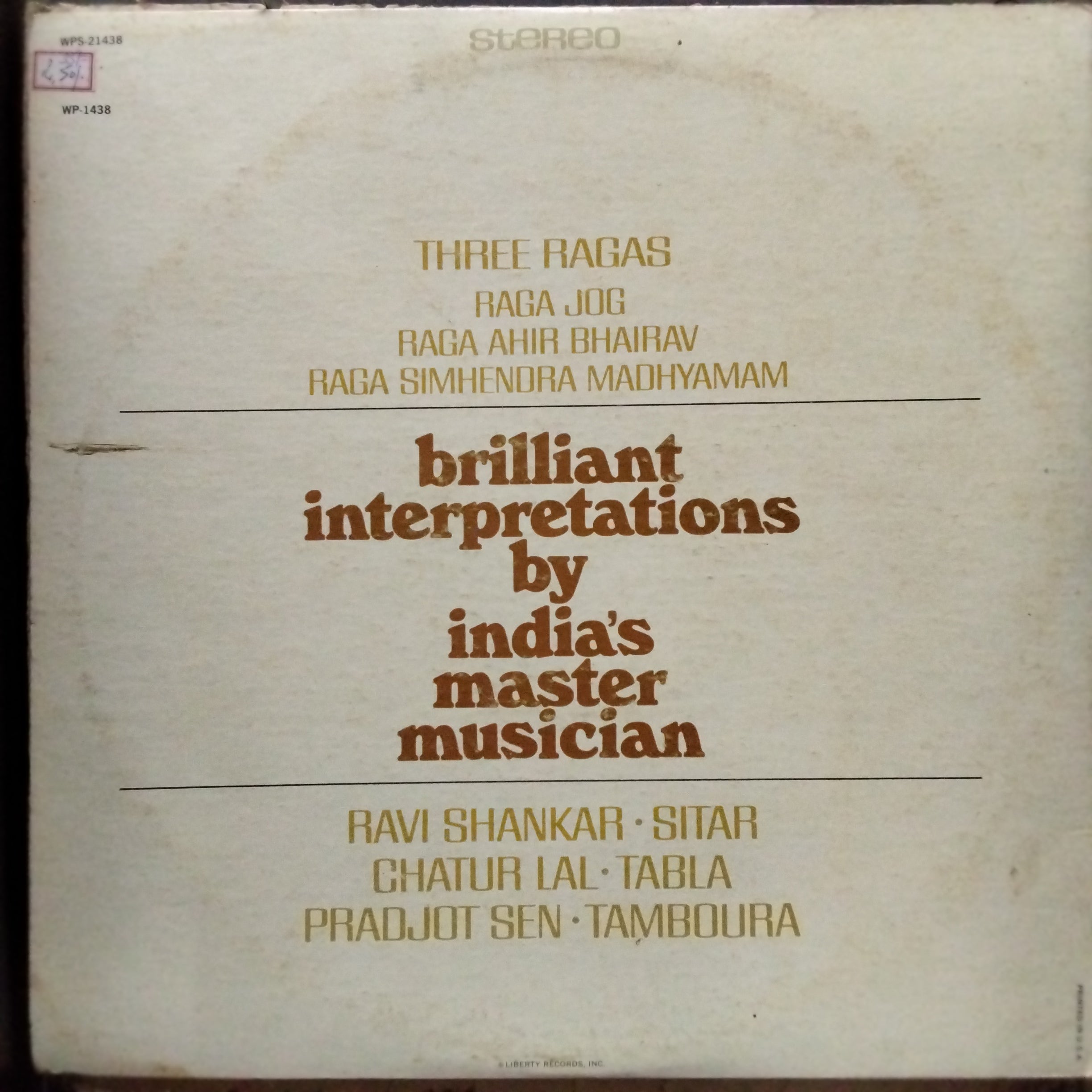 Ravi Shankar  - Three Ragas (Vinyl)