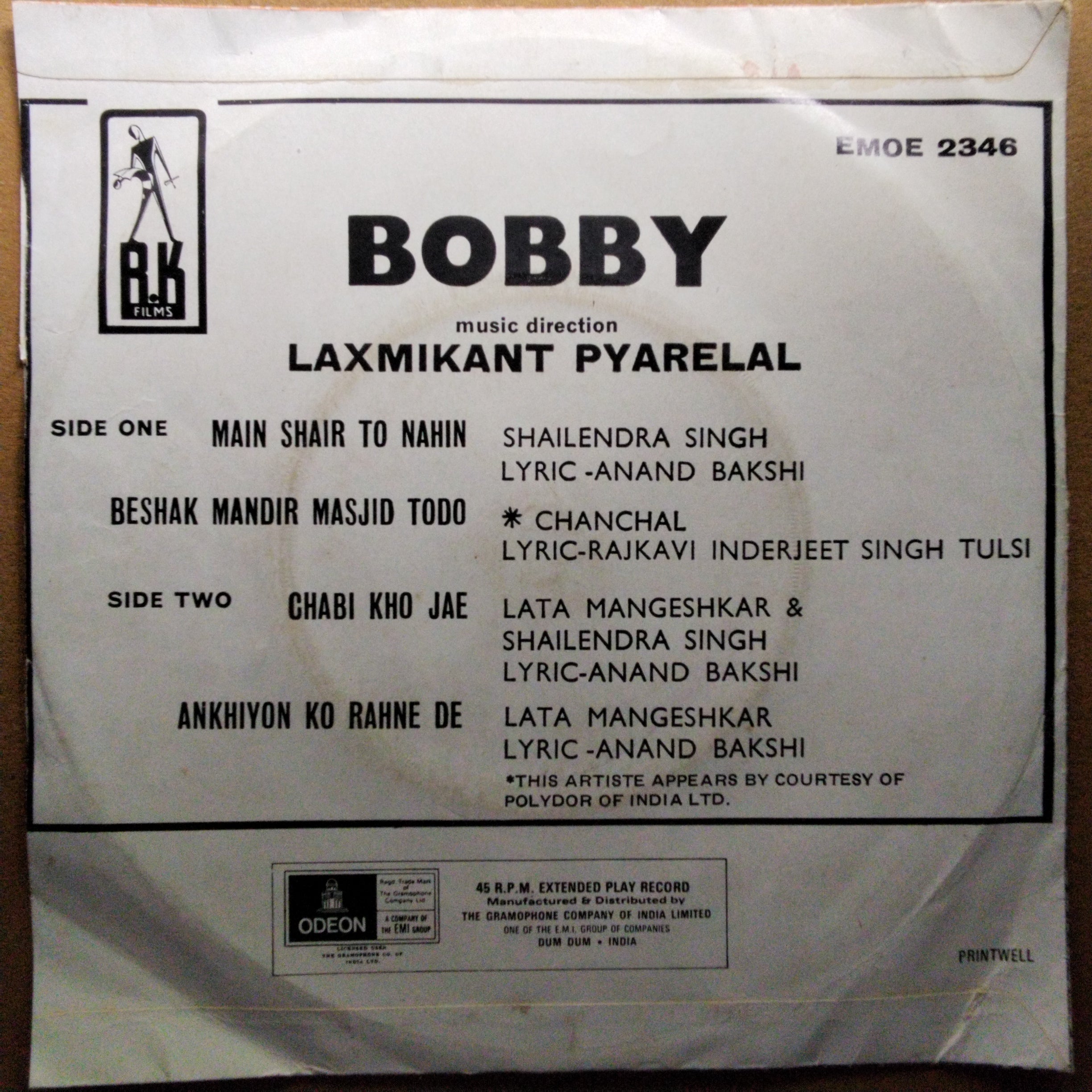 Laxmikant-Pyarelal  - Bobby (45-RPM)