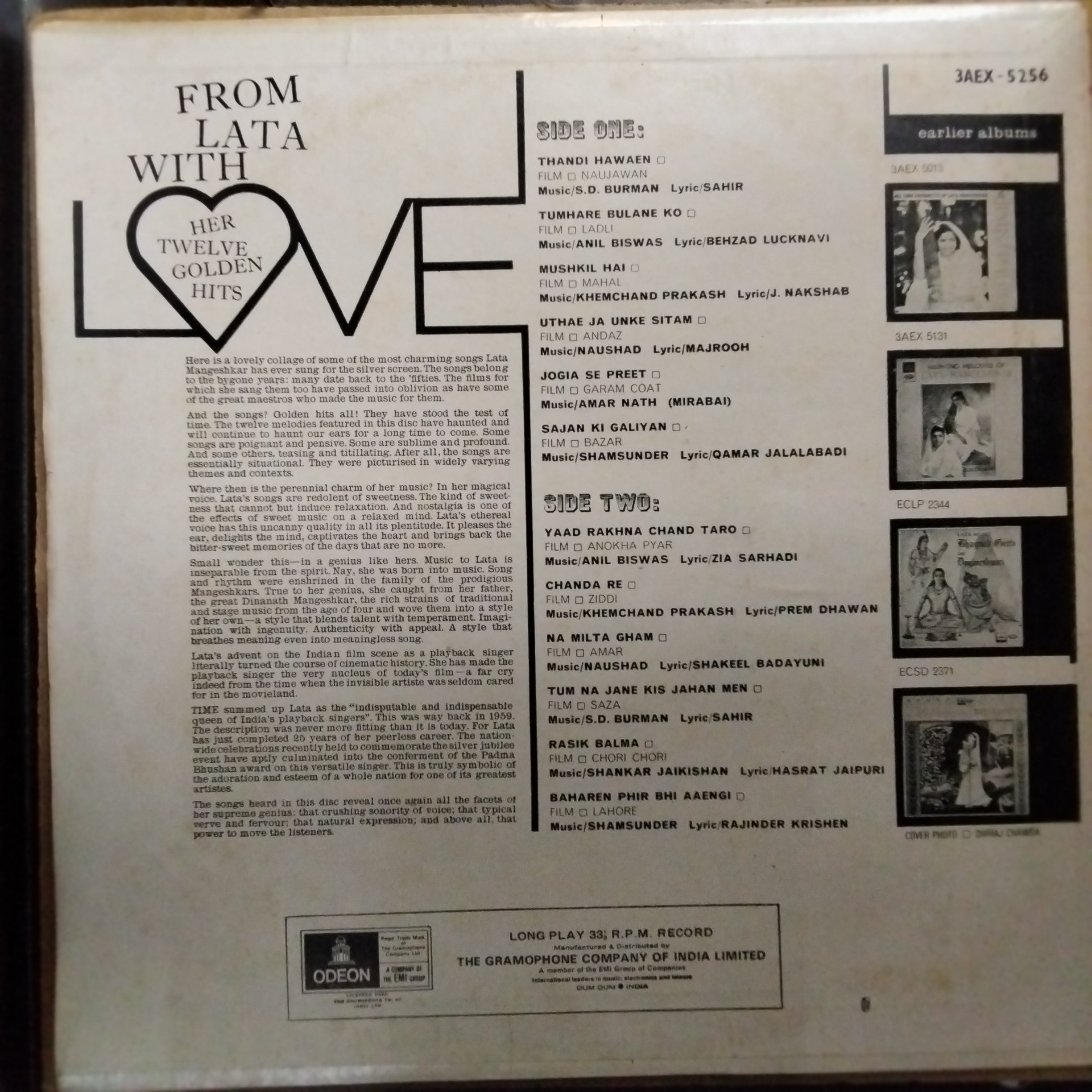 Lata*From Lata With Love  - Her Twelve Golden Hits (Vinyl)