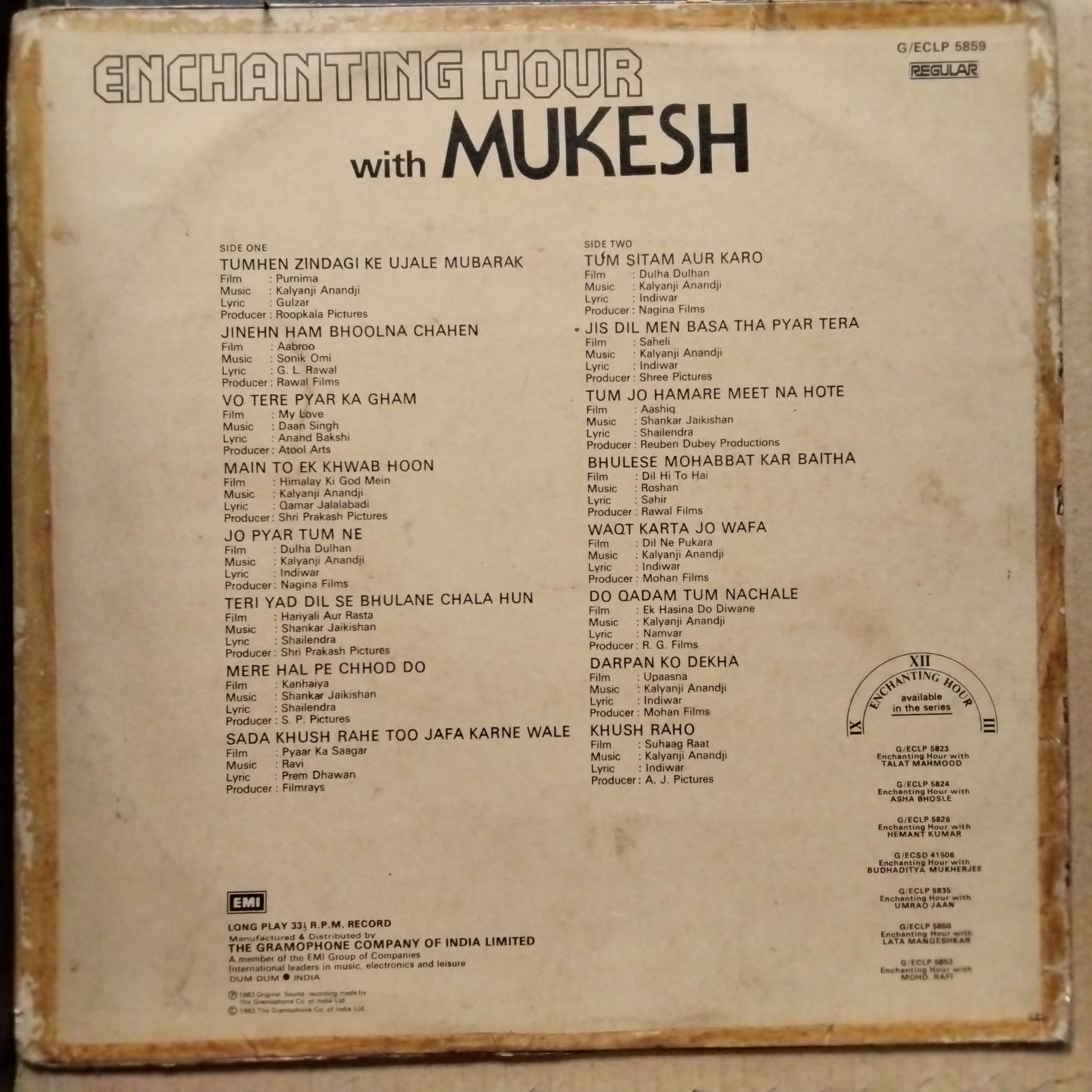 Mukesh  - Enchanting Hour With Mukesh (Vinyl)