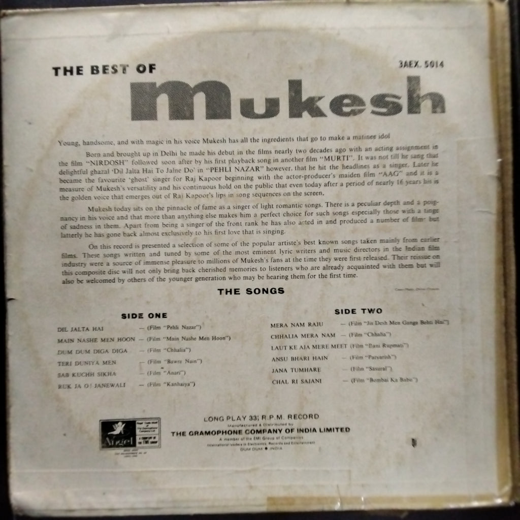 Mukesh  - The Best Of Mukesh (Vinyl)