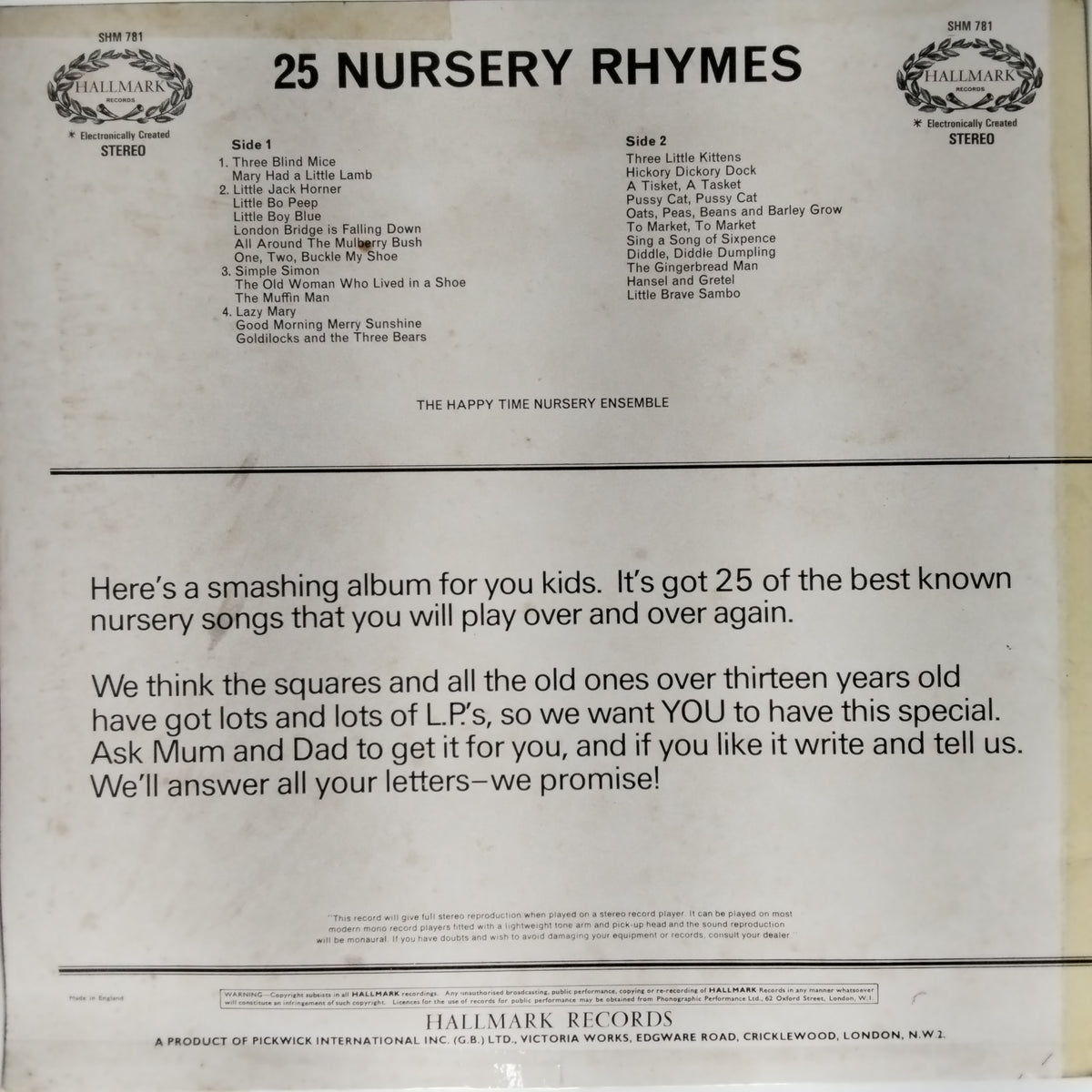The Happy Time Nursery Ensemble  - 25 Nursery Rhymes (Vinyl)