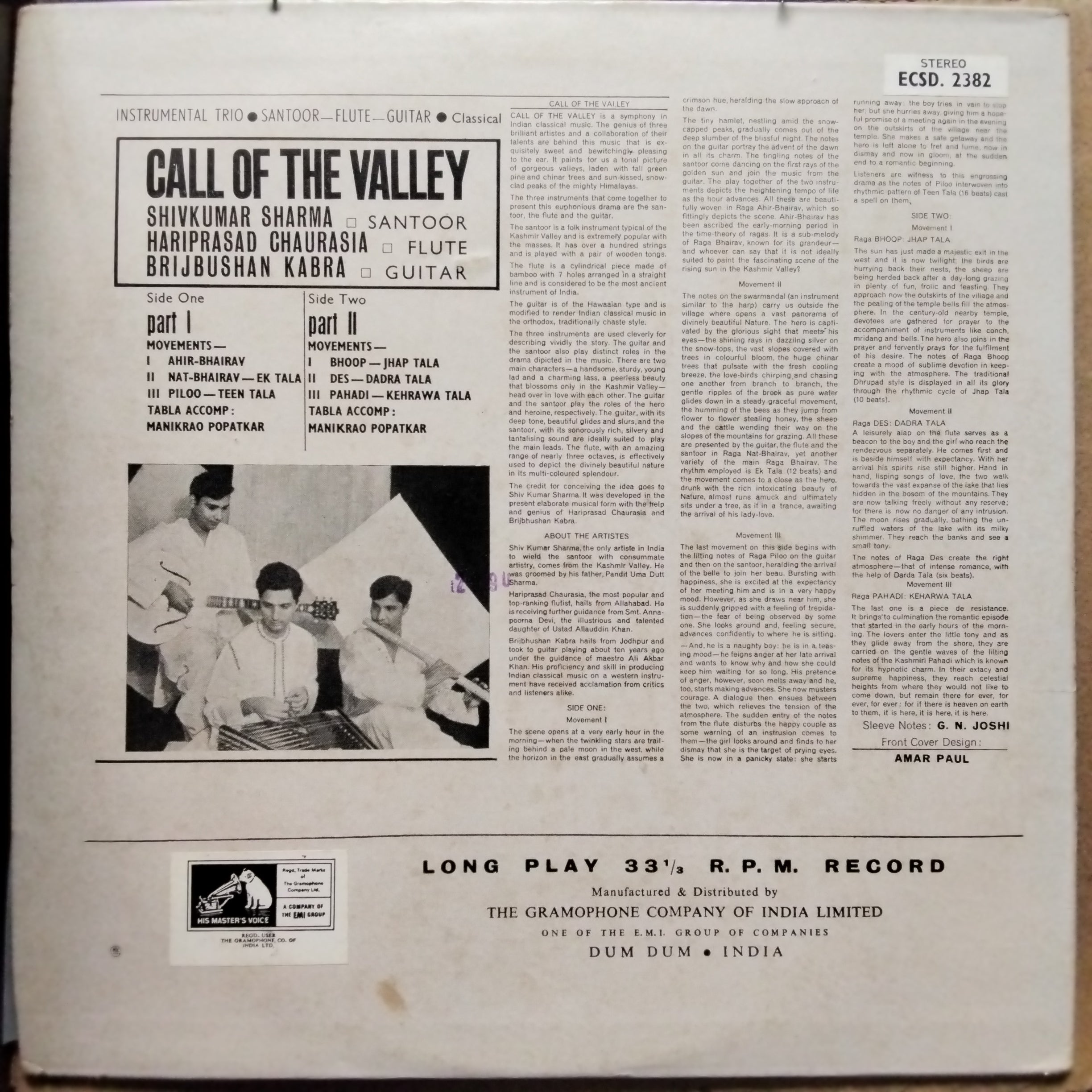 Shivkumar Sharma* - Hariprasad Chaurasia - Brijbhushan Kabra*  - Call Of The Valley (Vinyl)