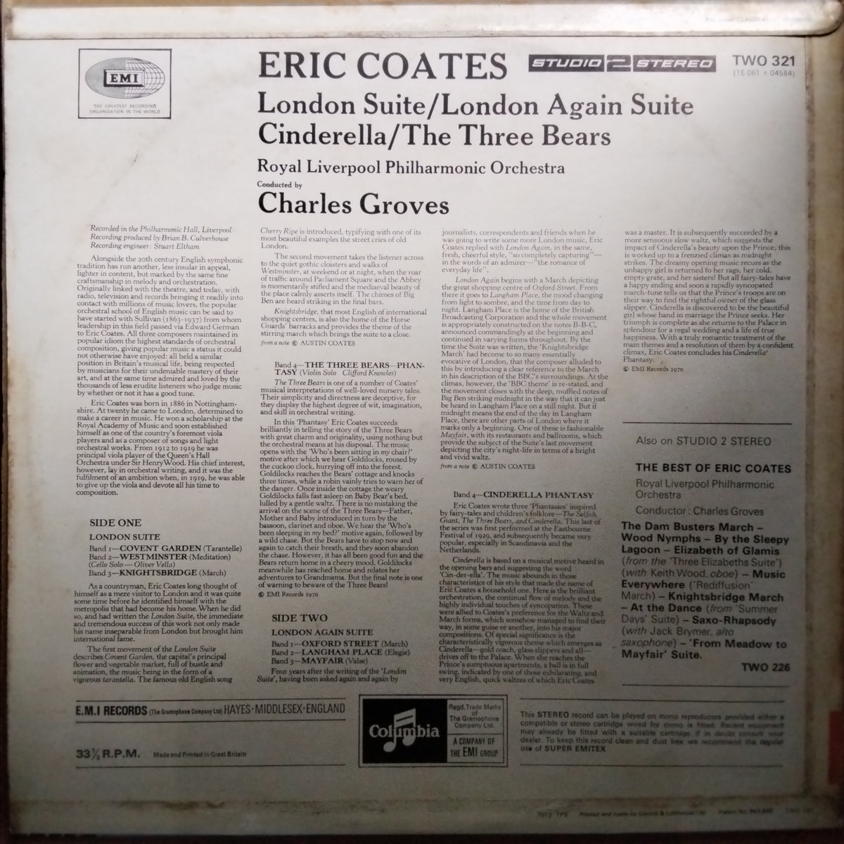 Eric Coates, Royal Liverpool Philharmonic Orchestra Conducted By Charles Groves*  - London Suite/London Again Suite/Cinderella/The Three Bears (Vinyl)
