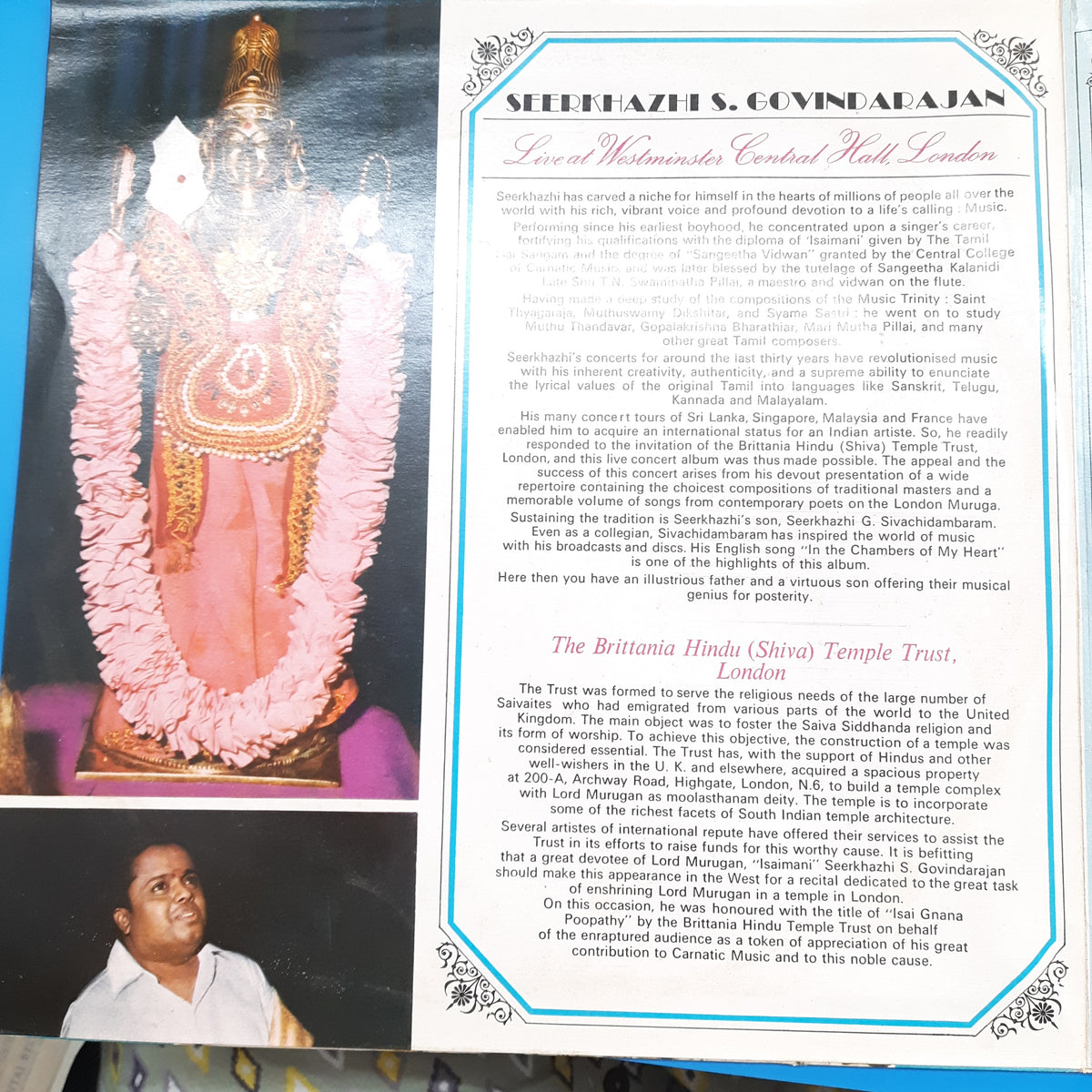 Seerkhazhi S. Govindarajan  - Live At Westninster Central Hall London  (Vinyl)