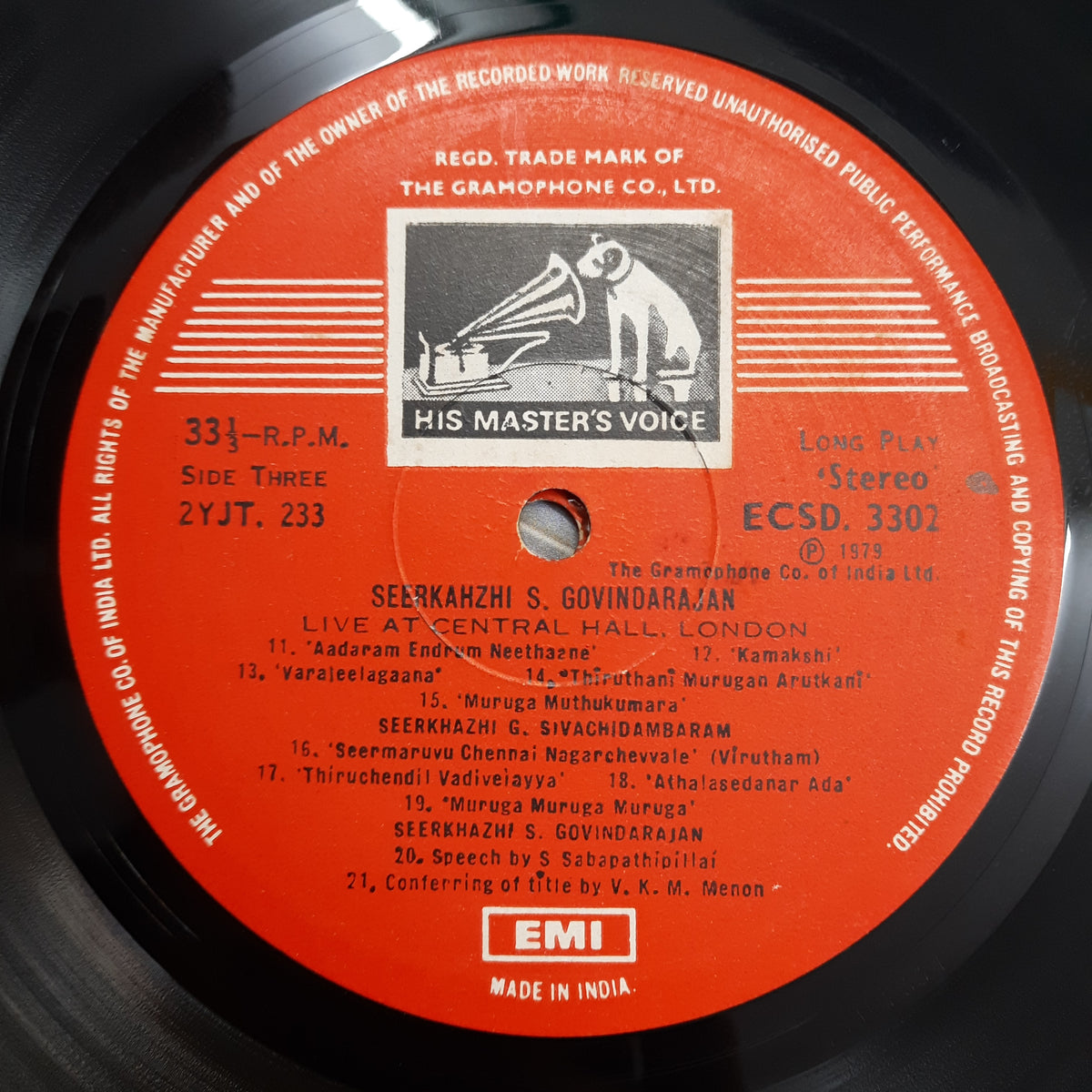 Seerkhazhi S. Govindarajan  - Live At Westninster Central Hall London  (Vinyl)