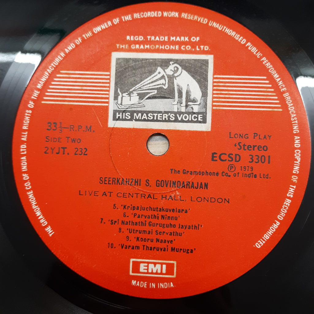 Seerkhazhi S. Govindarajan  - Live At Westninster Central Hall London  (Vinyl)