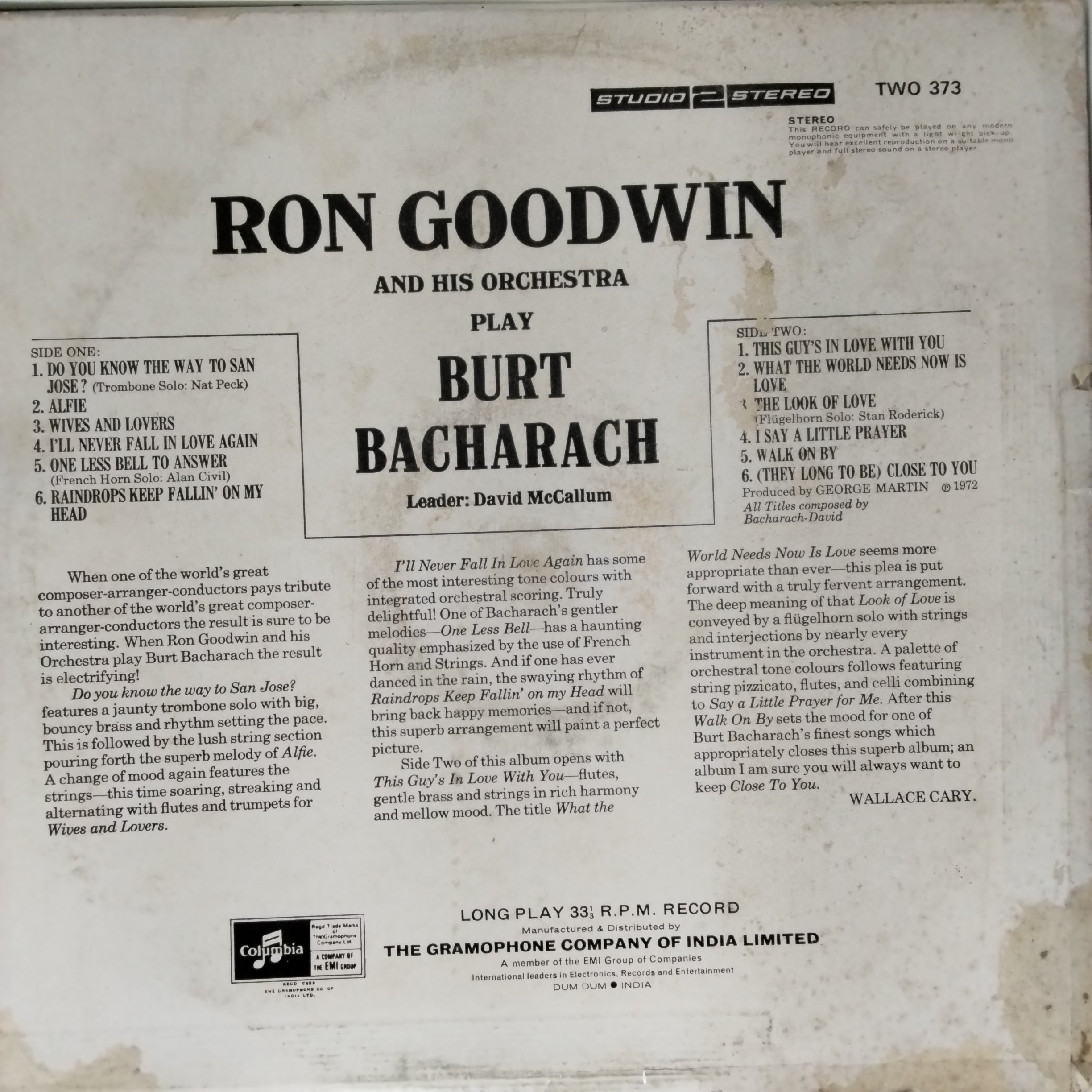 Ron Goodwin & His Orchestra*  - Play Burt Bacharach (Vinyl)