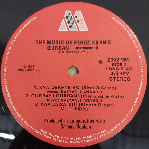 Kalyanji-Anandji / Biddu, Sammy Reuben - The Music Of Feroz Khan's "Qurbani" (Instrumental) (Vinyl)