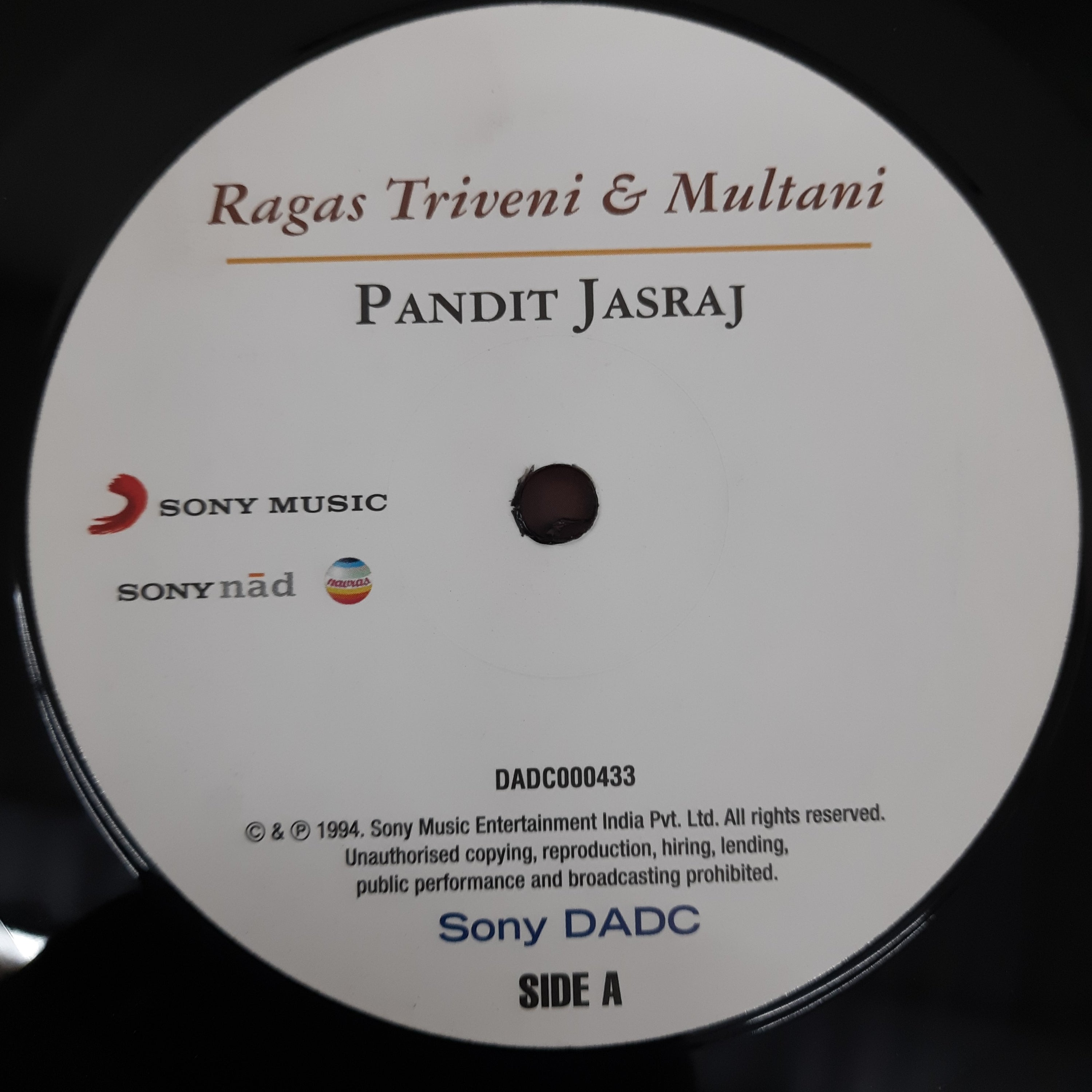 Pandit Jasraj - Live At The Queen Elizabeth Hall - London - Aug.1993 - Ragas Triveni & Multani (Vinyl)