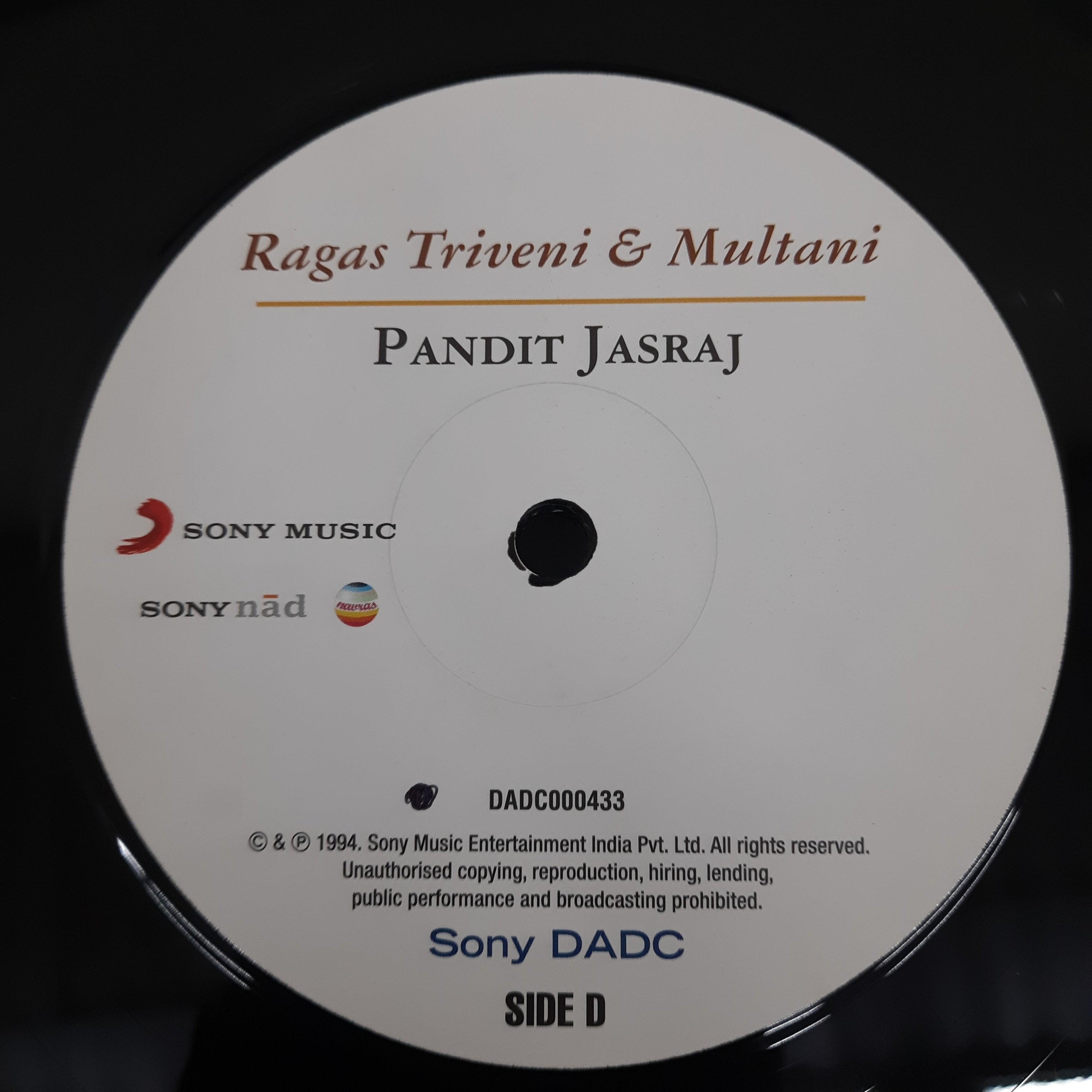 Pandit Jasraj - Live At The Queen Elizabeth Hall - London - Aug.1993 - Ragas Triveni & Multani (Vinyl)