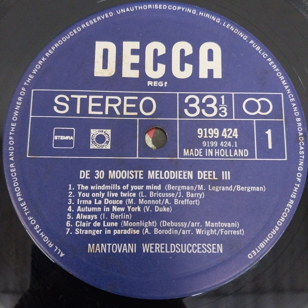 Mantovani - Wereldsuccessen Deel 3 - De 30 Mooiste Melodieën (Vinyl) (2)